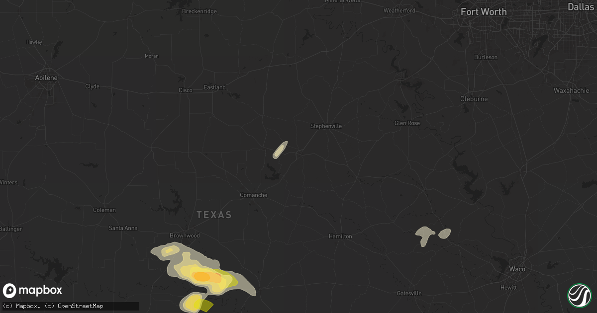 Hail map in Dublin, TX on April 24, 2025