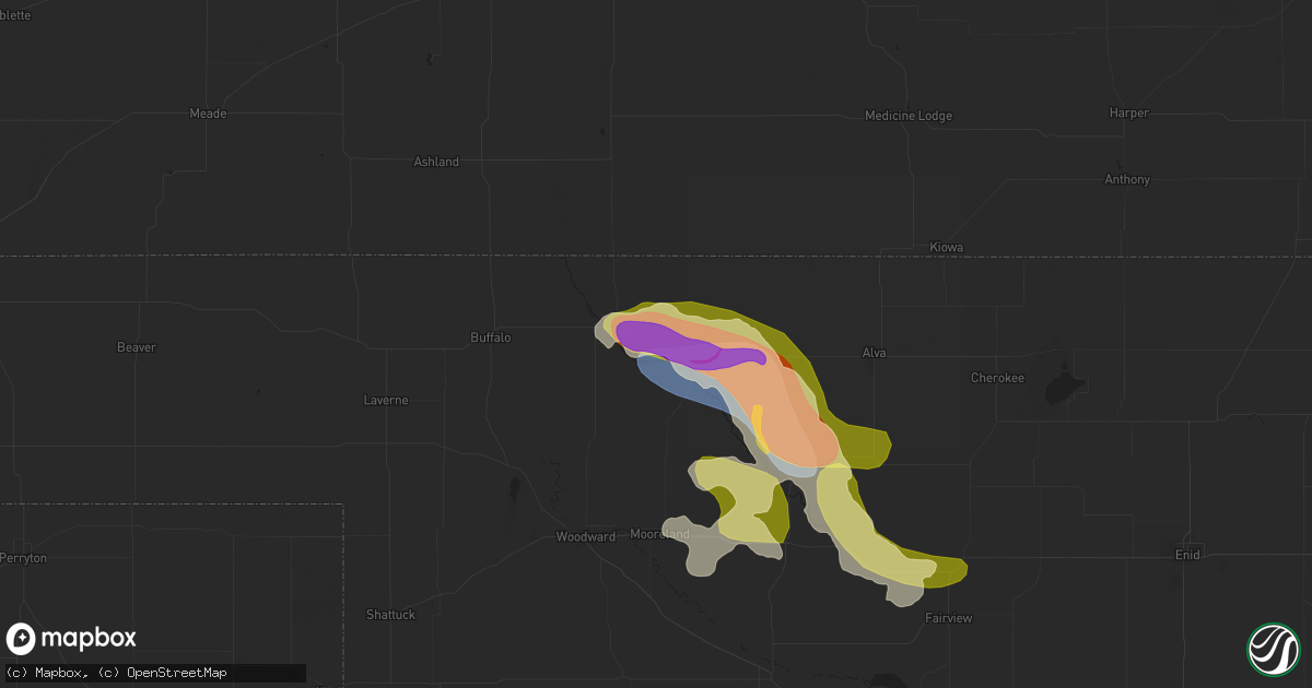 Hail map in Freedom, OK on April 24, 2025