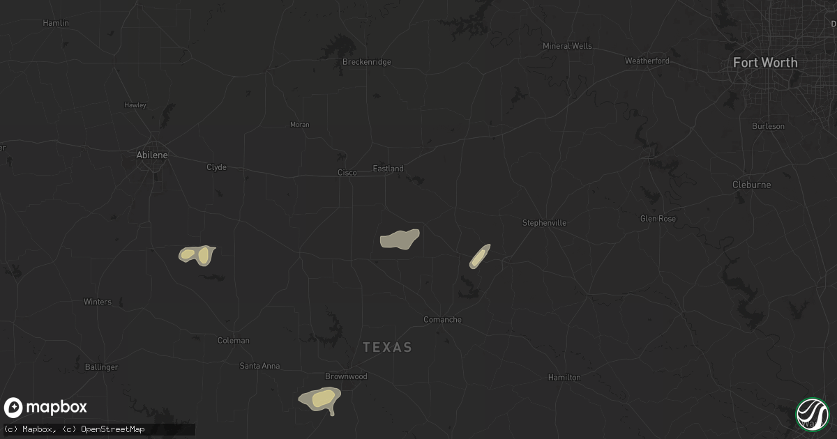 Hail map in Gorman, TX on April 24, 2025