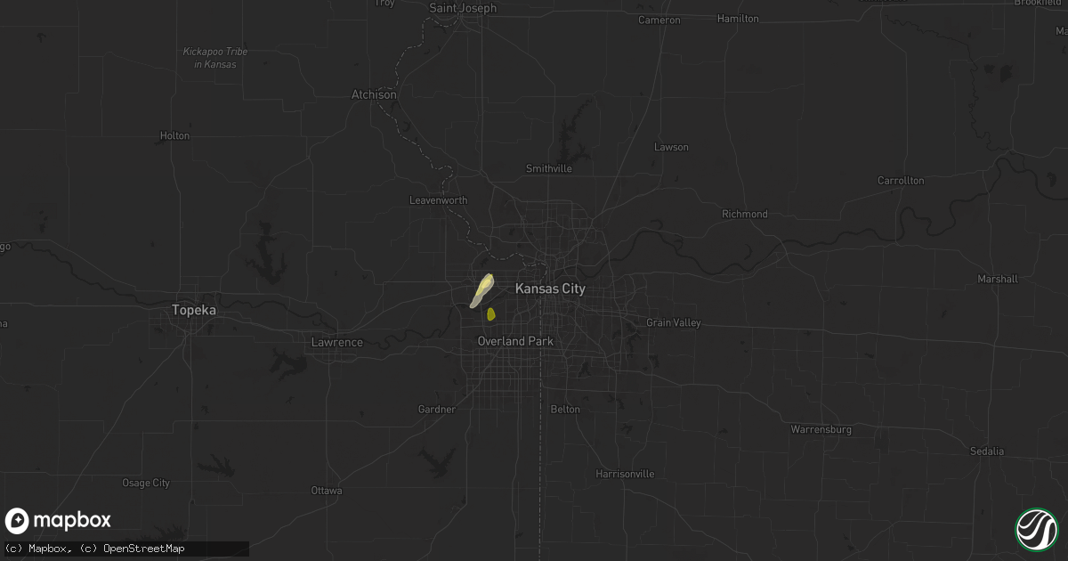 Hail map in Kansas City, KS on April 24, 2025