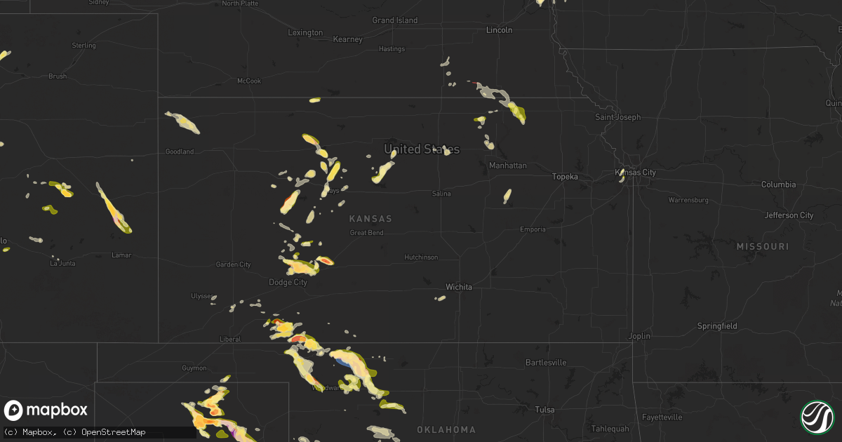 Hail map in Kansas on April 24, 2025