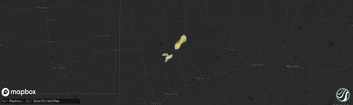 Hail map in Lamesa, TX on April 24, 2025