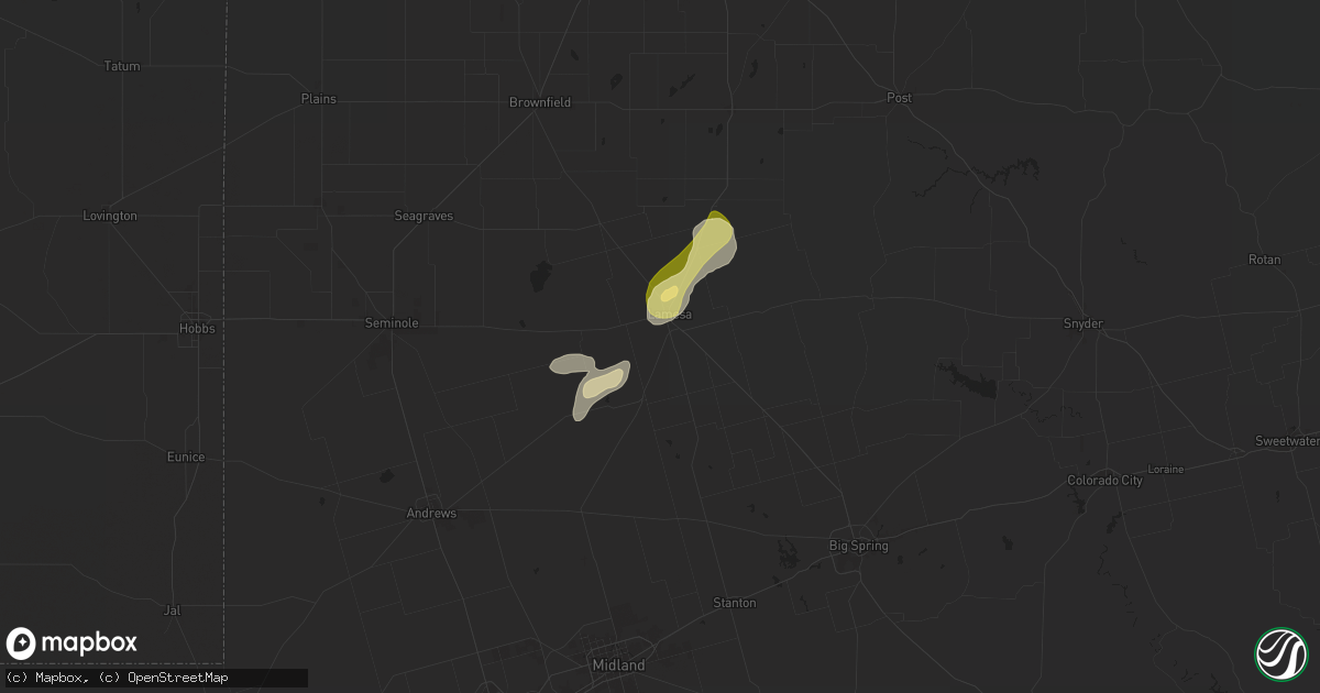 Hail map in Lamesa, TX on April 24, 2025