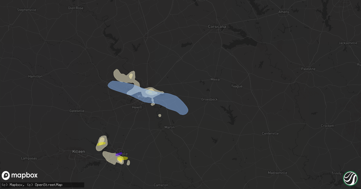 Hail map in Mart, TX on April 24, 2025