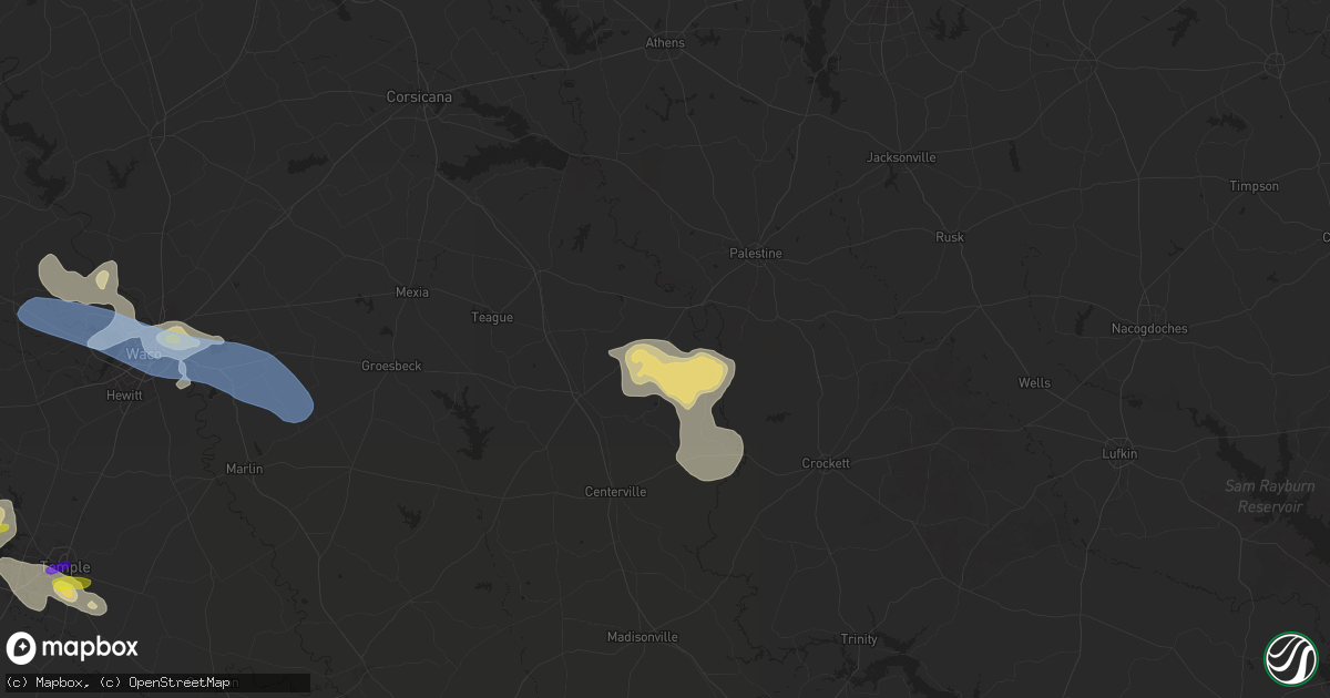 Hail map in Oakwood, TX on April 24, 2025