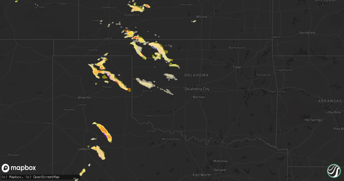 Hail map in Oklahoma on April 24, 2025