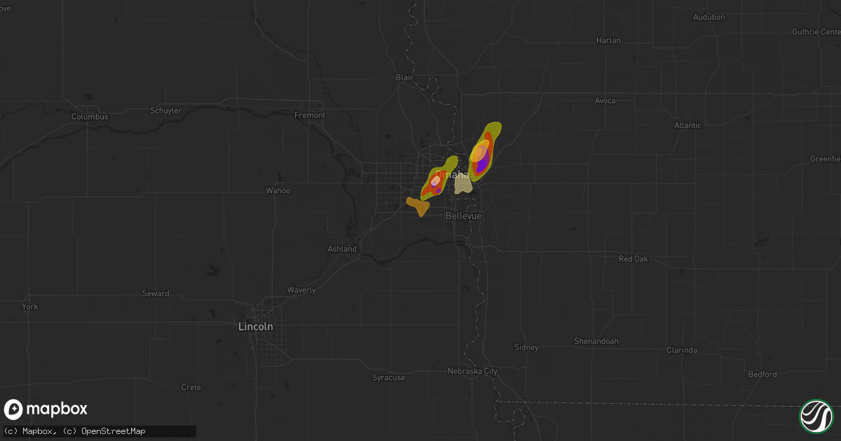 Hail map in Papillion, NE on April 24, 2025