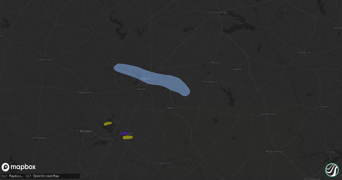 Hail map in Riesel, TX on April 24, 2025