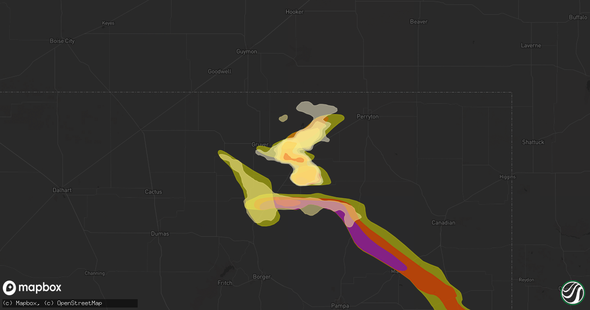 Hail map in Spearman, TX on April 24, 2025