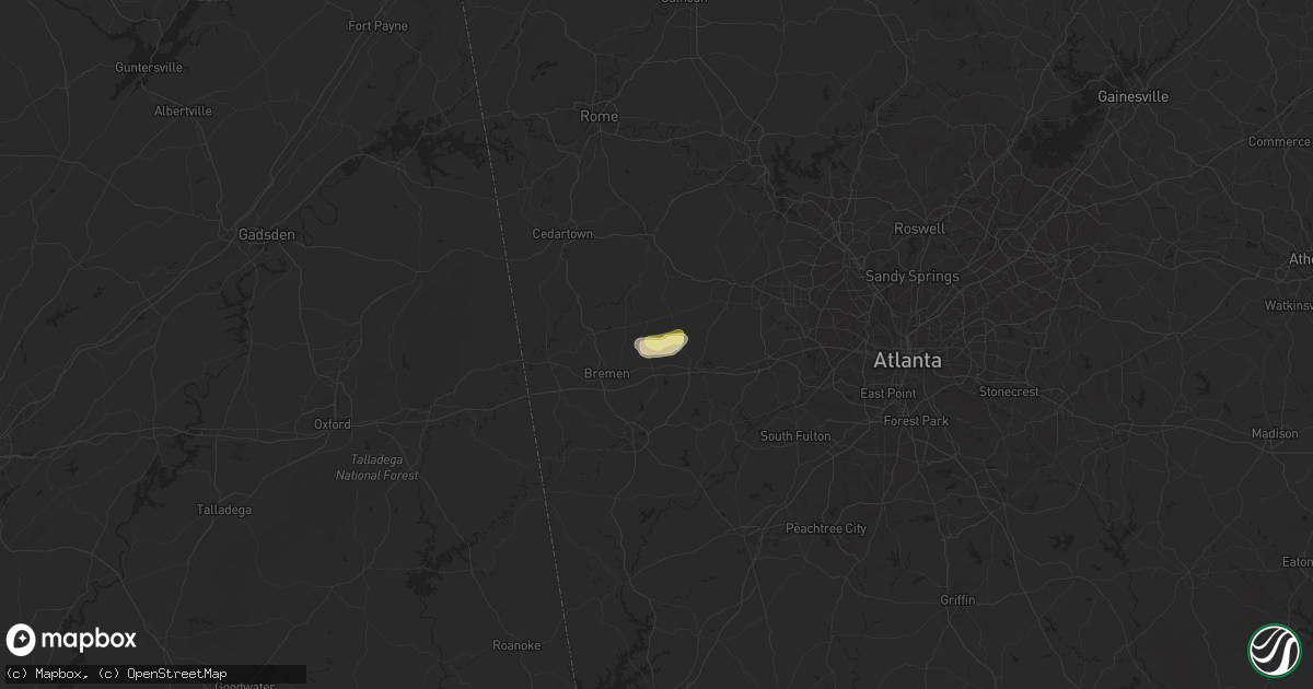 Hail map in Temple, GA on April 24, 2025