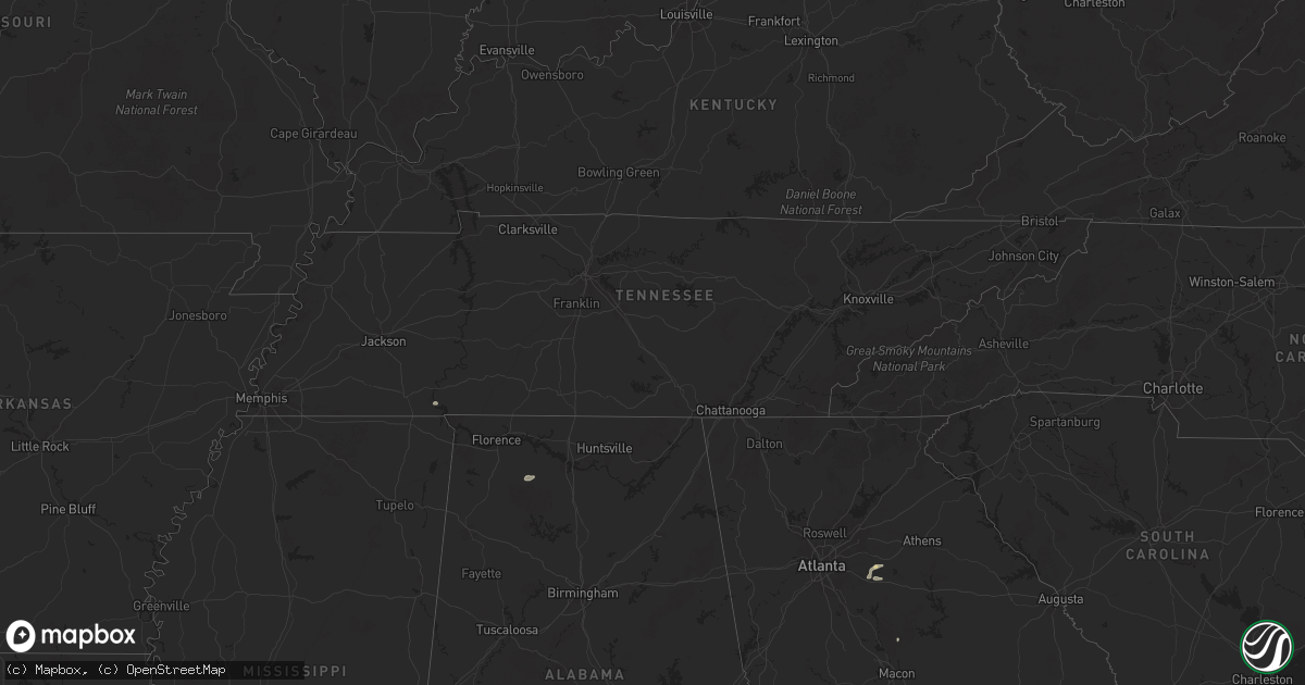 Hail map in Tennessee on April 24, 2025
