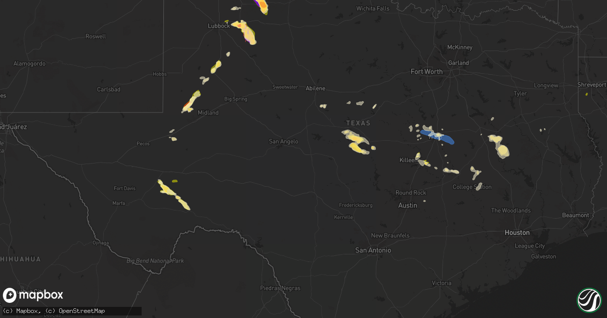 Hail map in Texas on April 24, 2025