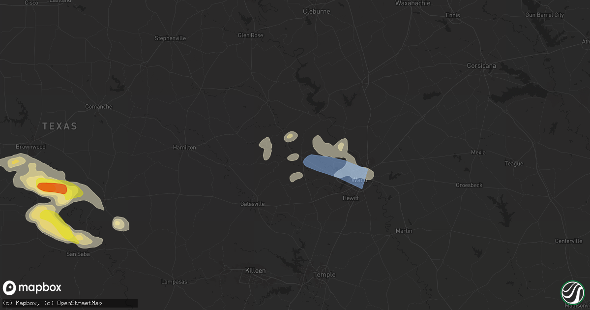 Hail map in Valley Mills, TX on April 24, 2025
