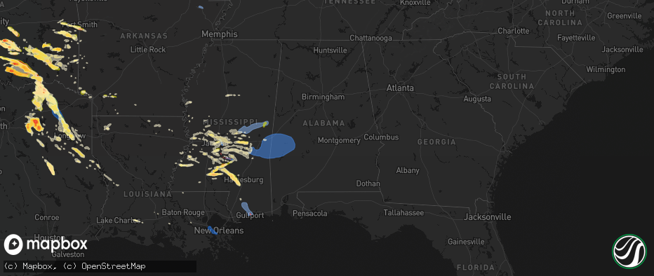 Hail map in Alabama on April 24, 2026