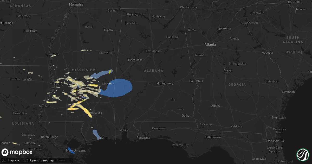 Hail map in Alabama on April 24, 2026