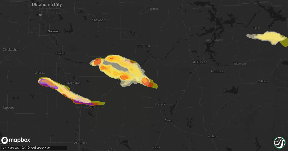 Hail map in Allen, OK on April 24, 2026
