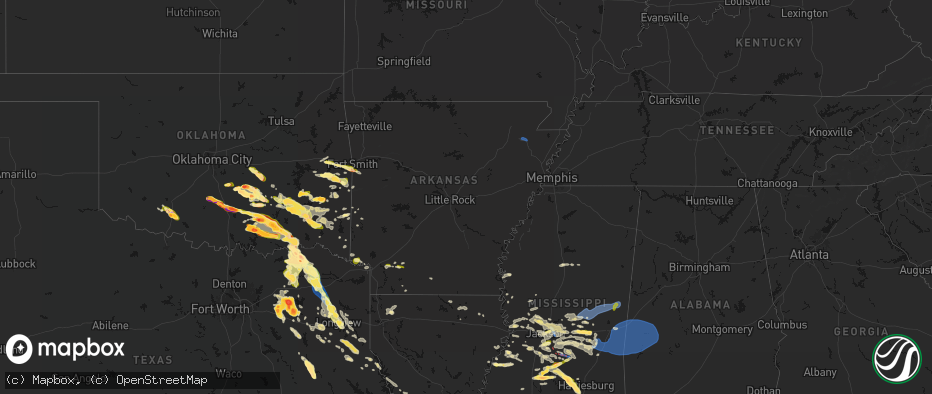 Hail map in Arkansas on April 24, 2026