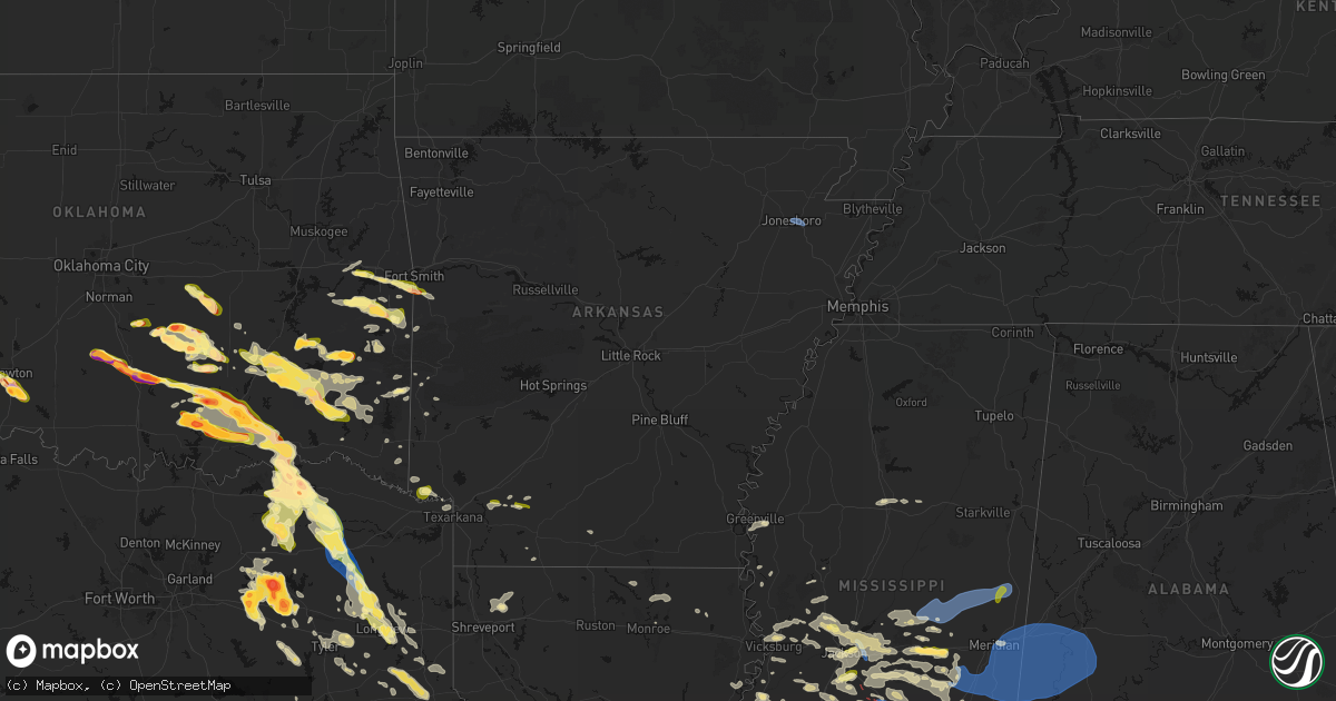 Hail map in Arkansas on April 24, 2026