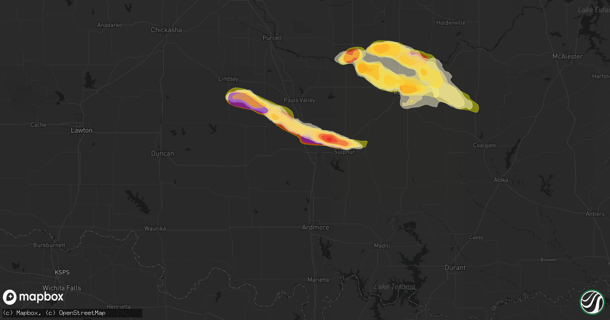 Hail map in Davis, OK on April 24, 2026