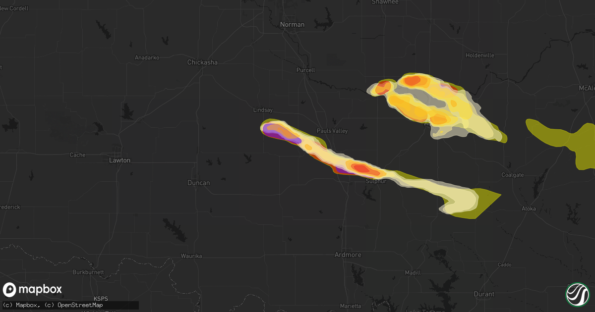 Hail map in Elmore City, OK on April 24, 2026