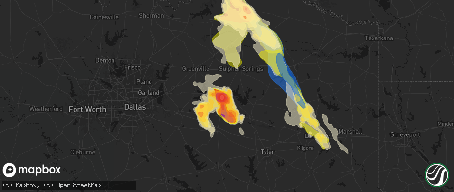 Hail map in Emory, TX on April 24, 2026