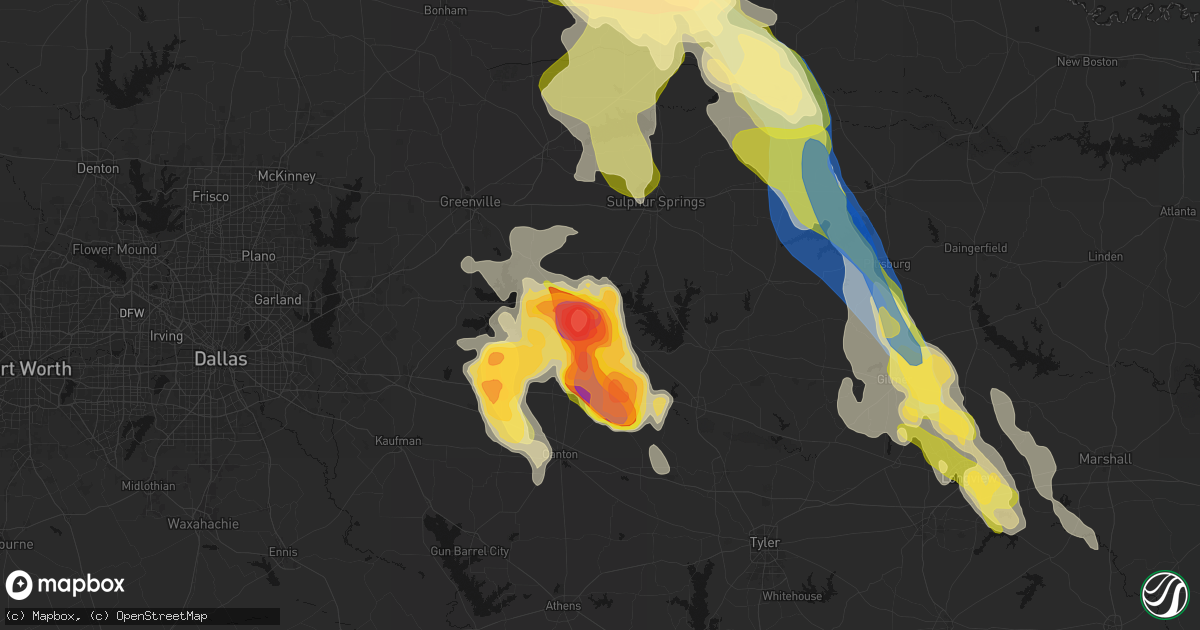 Hail map in Emory, TX on April 24, 2026