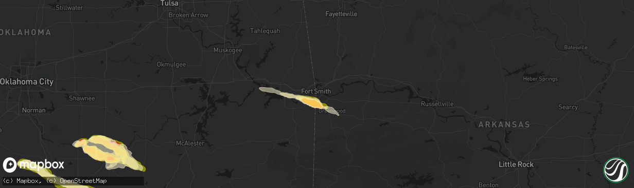 Hail map in Fort Smith, AR on April 24, 2026