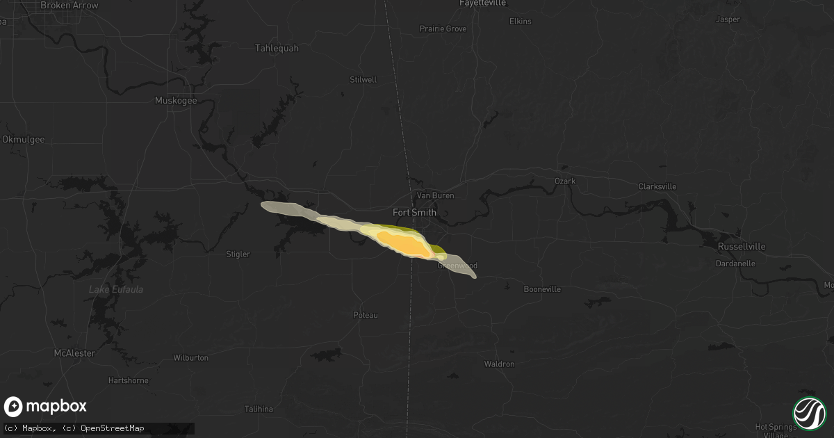 Hail map in Fort Smith, AR on April 24, 2026