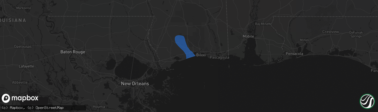 Hail map in Gulfport, MS on April 24, 2026