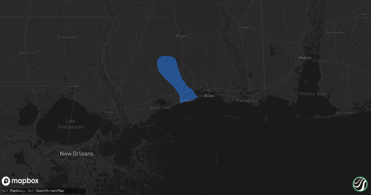 Hail map in Gulfport, MS on April 24, 2026