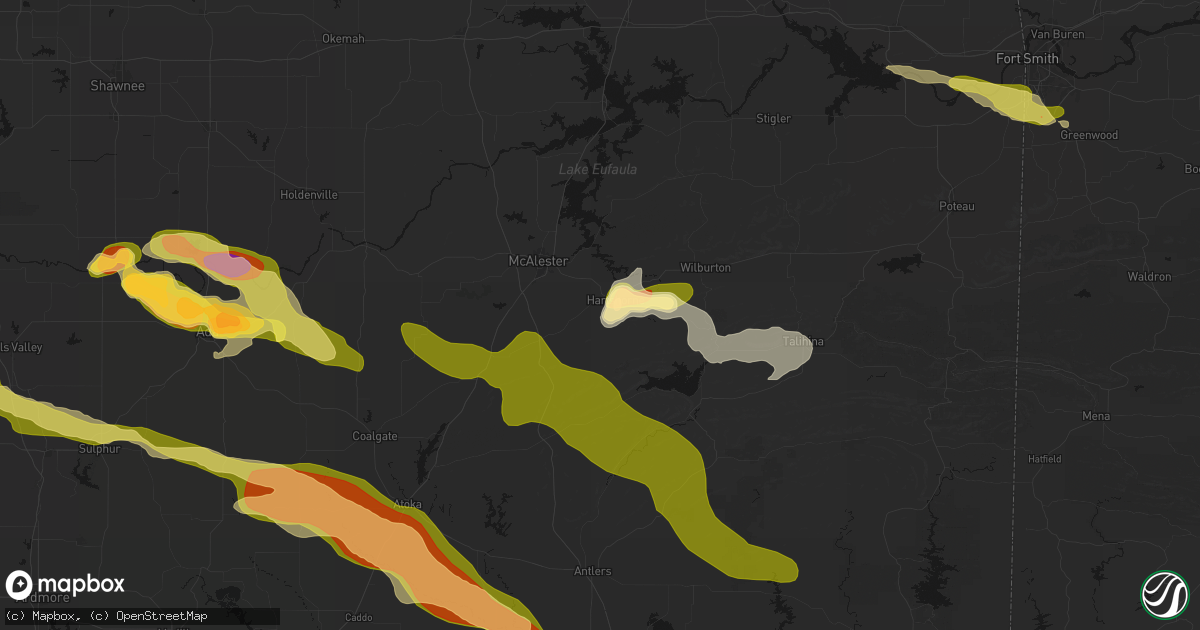 Hail map in Hartshorne, OK on April 24, 2026
