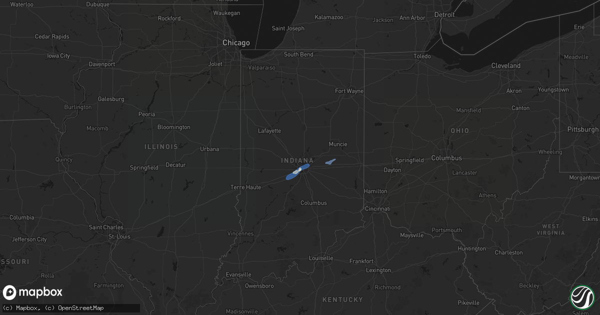 Hail map in Indiana on April 24, 2026
