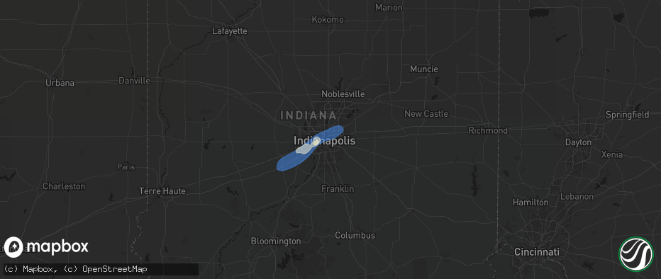 Hail map in Indianapolis, IN on April 24, 2026