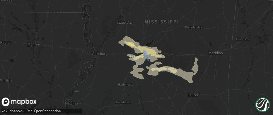 Hail map in Jackson, MS on April 24, 2026