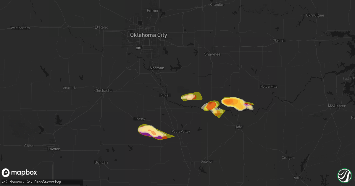 Hail map in Lexington, OK on April 24, 2026