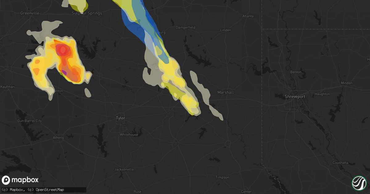 Hail map in Longview, TX on April 24, 2026