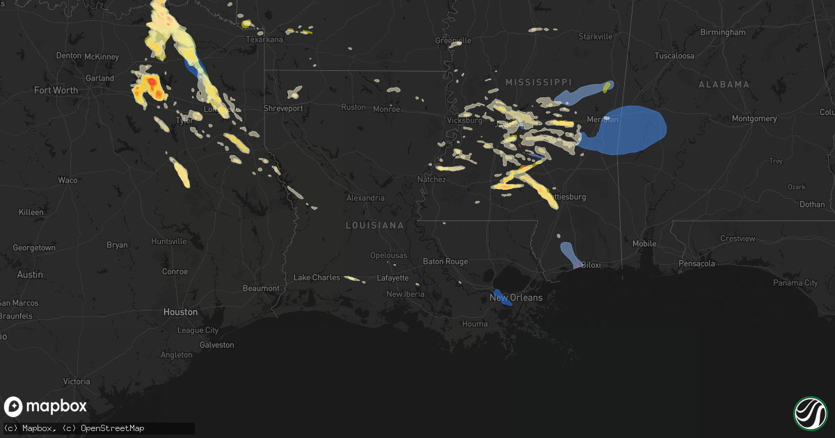 Hail map in Louisiana on April 24, 2026