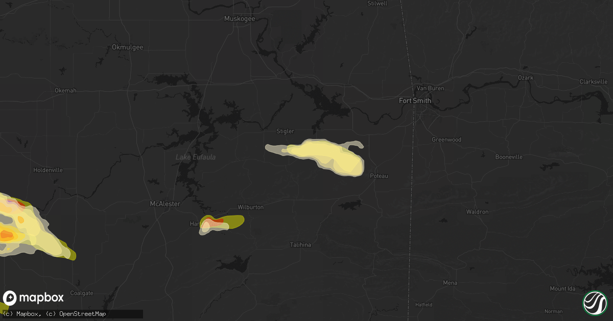 Hail map in Mccurtain, OK on April 24, 2026