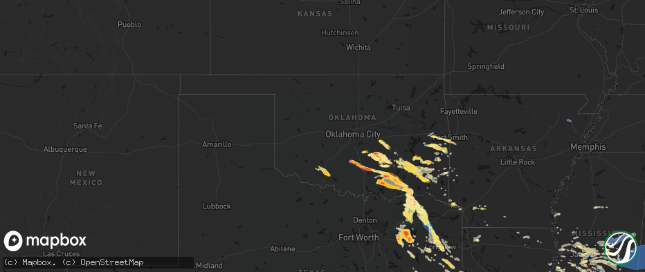 Hail map in Oklahoma on April 24, 2026