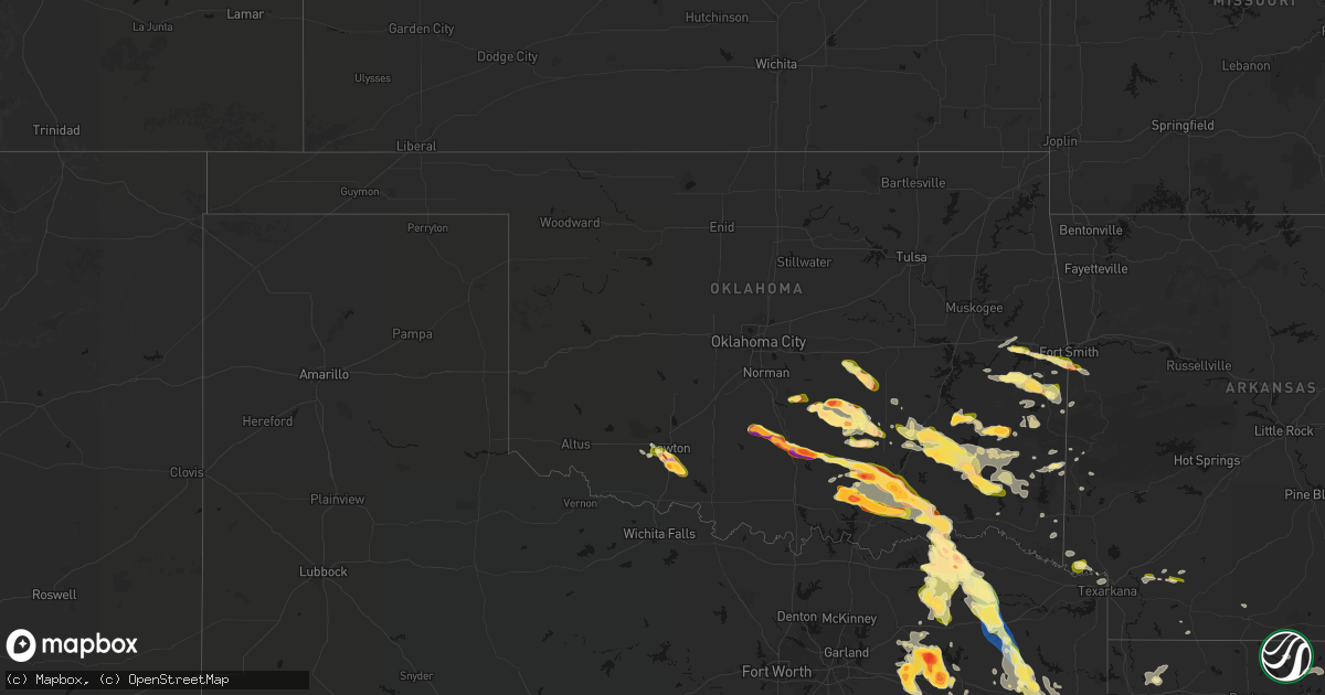 Hail map in Oklahoma on April 24, 2026