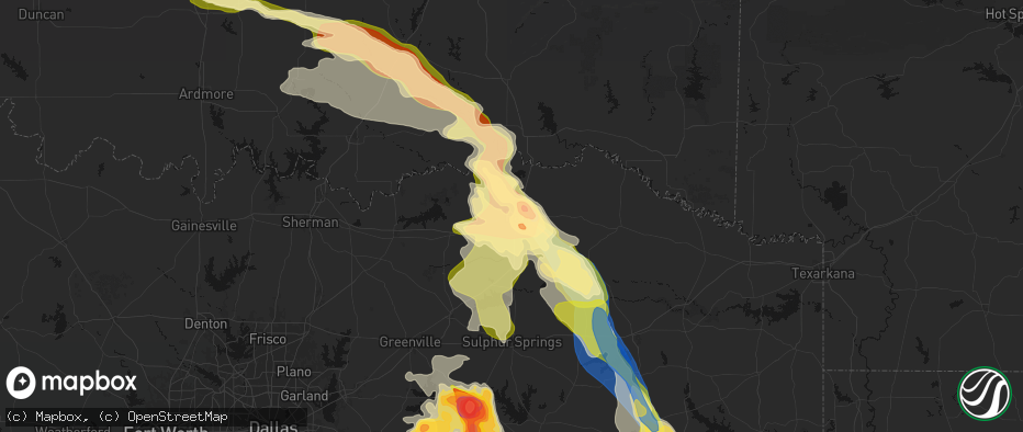 Hail map in Paris, TX on April 24, 2026