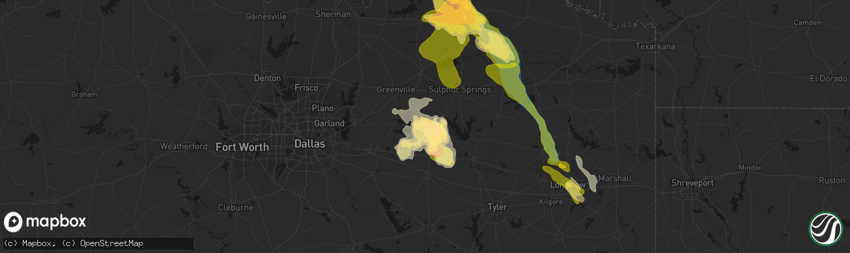Hail map in Point, TX on April 24, 2026