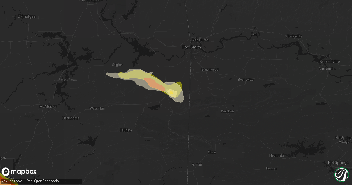 Hail map in Poteau, OK on April 24, 2026