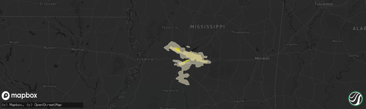 Hail map in Ridgeland, MS on April 24, 2026