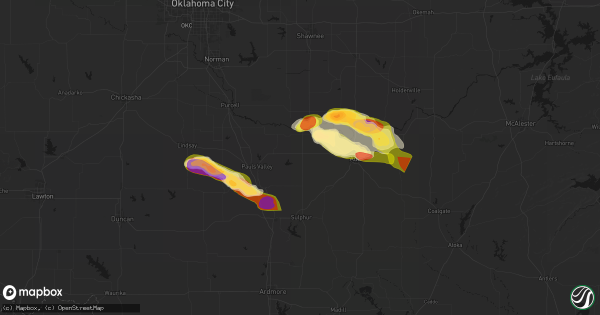 Hail map in Stratford, OK on April 24, 2026