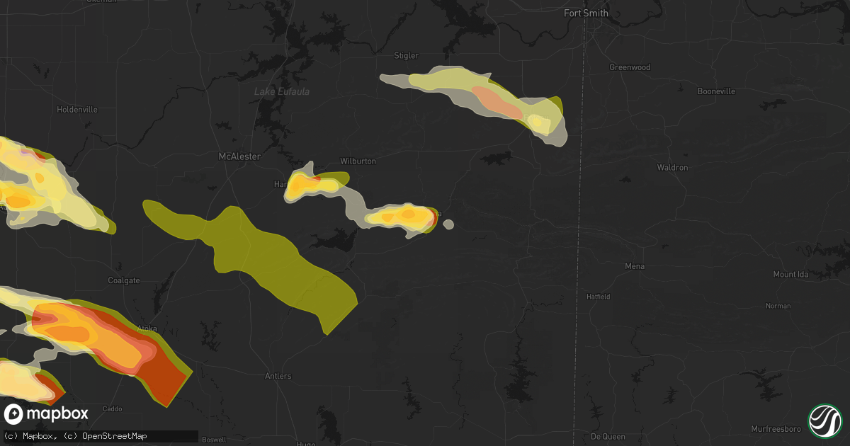 Hail map in Talihina, OK on April 24, 2026