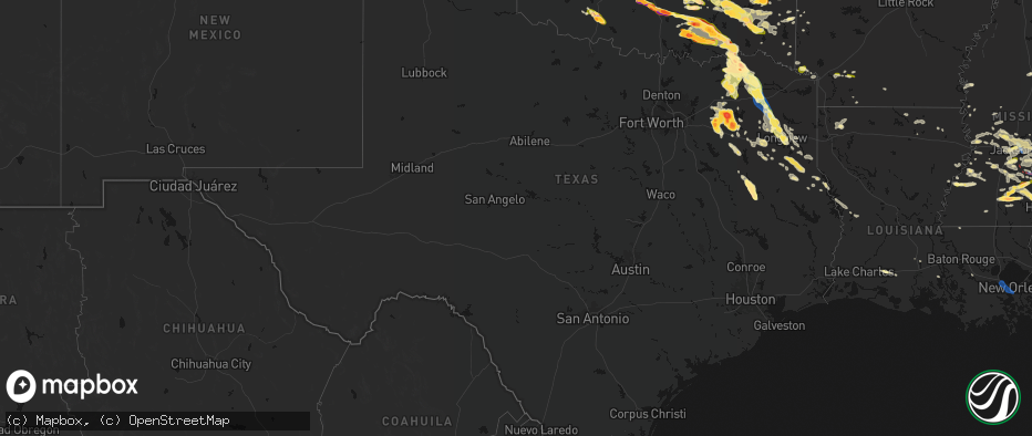 Hail map in Texas on April 24, 2026