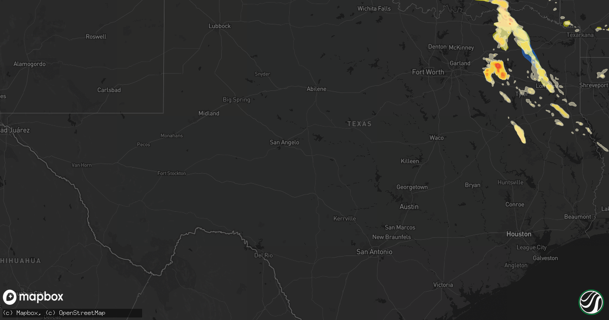 Hail map in Texas on April 24, 2026