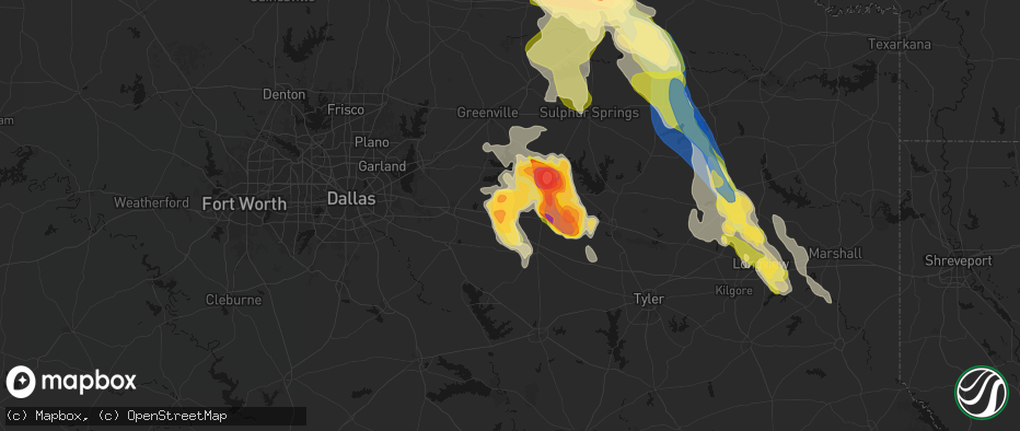 Hail map in Wills Point, TX on April 24, 2026