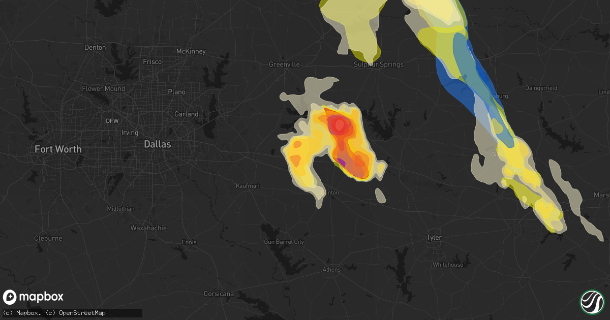 Hail map in Wills Point, TX on April 24, 2026